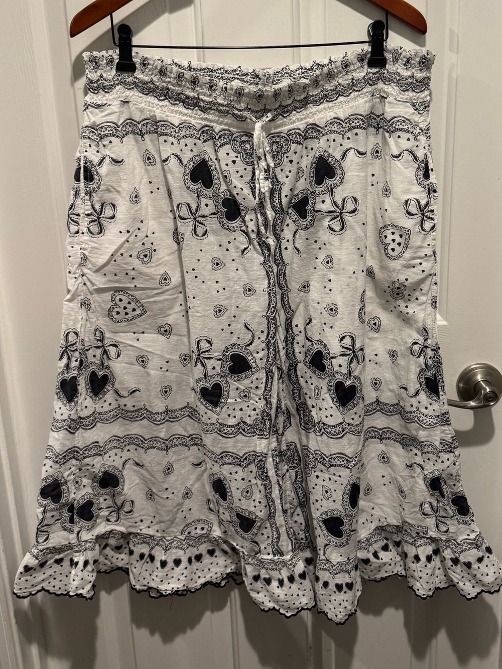 Anthropologie LyreBird White & Black Patterned Cotton Crop Pajama Pants Size XL